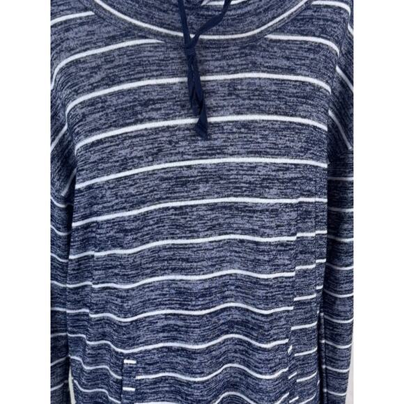 Banana Republic Factory Luxespun Medium Striped Cowl Neck Shirt Blue - Picture 2 of 7